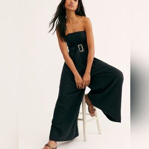 Free People Lucia linen blend strapless jumpsuit size 2